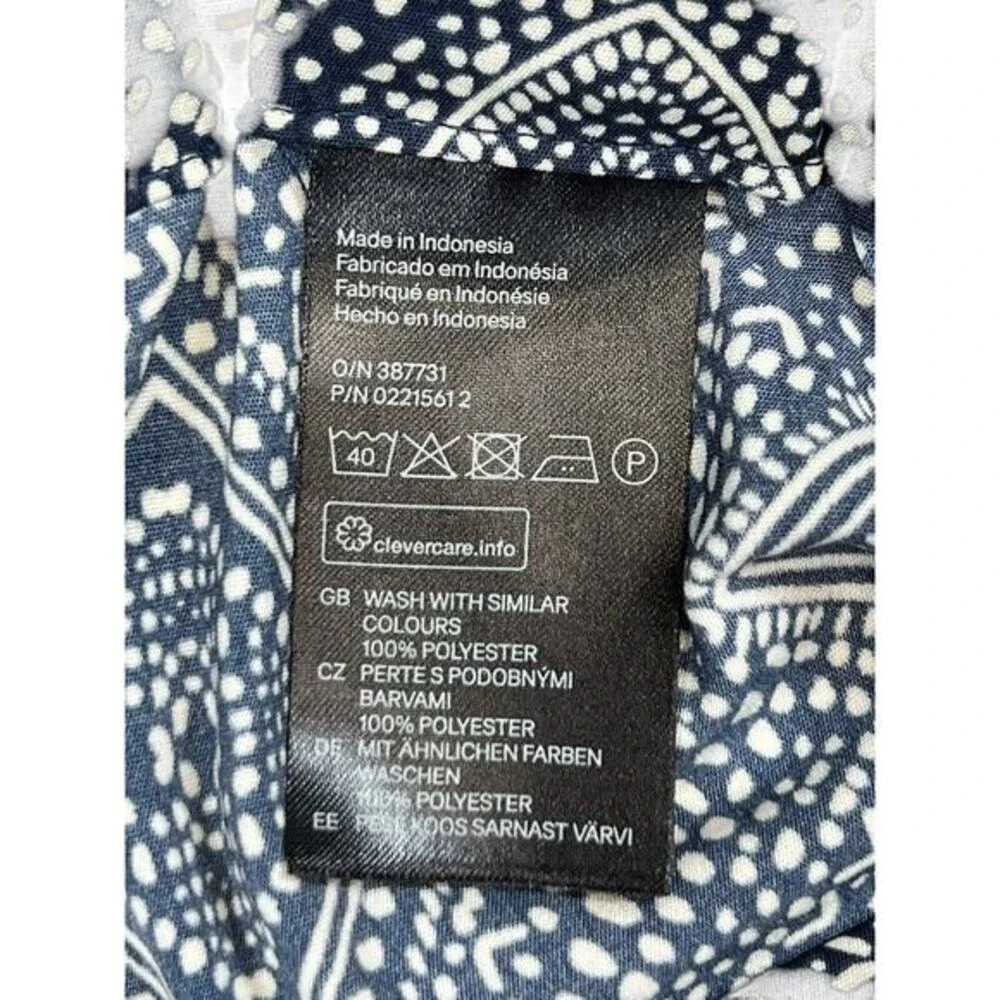 H&M Women’s Size 4 Boho Wide‎ Leg Palazzo Pants Black White Geometric Print
